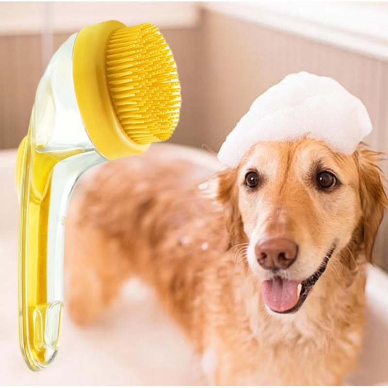 Escova de Banho Pets com Reservatório de Shampoo