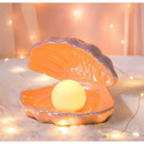 Luminária Pérola com Concha | Luz Noturna Decorativa de Mesa Presente Criativo