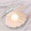 Luminária Pérola com Concha | Luz Noturna Decorativa de Mesa Presente Criativo