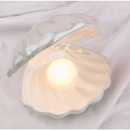 Luminária Pérola com Concha | Luz Noturna Decorativa de Mesa Presente Criativo
