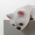 Enfeite De Gesso Gato Curioso Pintura À Mão Com Revestimento Em Camurça