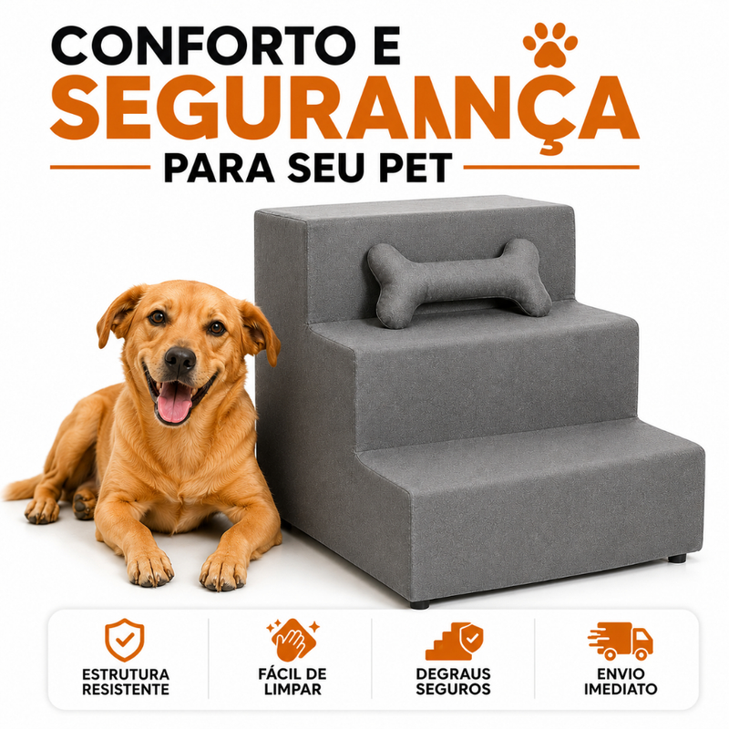 Envio Imediato - Escada Para Cachorro Gato Pet 3 Degraus