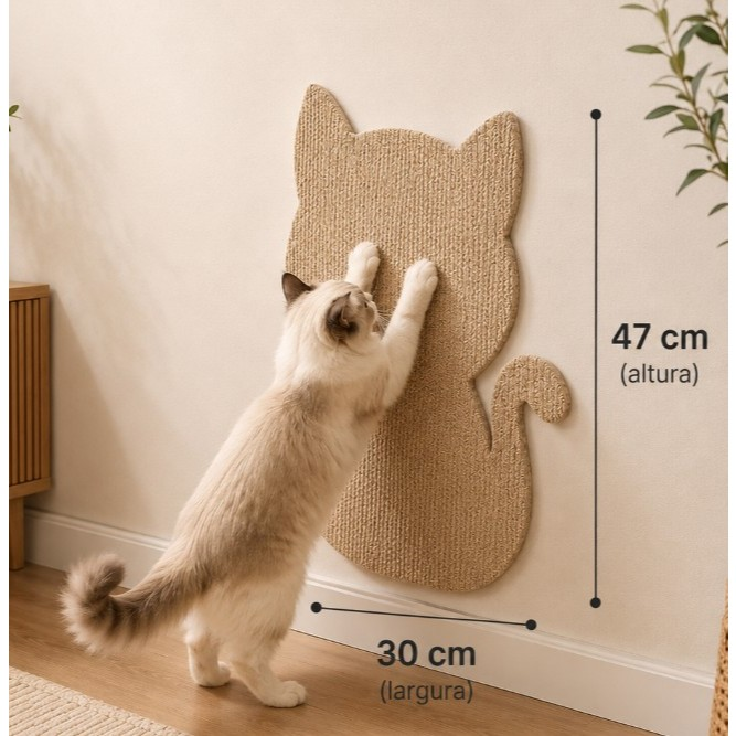 Arranhador Adesivo Design Gato em Carpete Premium - Protetor Móveis Parede e Escalada