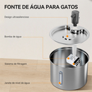 Newpet Bebedouro De Aço Inoxidável 3L Para Cães Gatos Automático Animais Domésticos Gatos Fonte 5V USB Alimentado BIVOLT