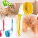 Escova de Banho para Pets com Reservatório de Shampoo Silicone Macio Massageador para Cães e Gatos